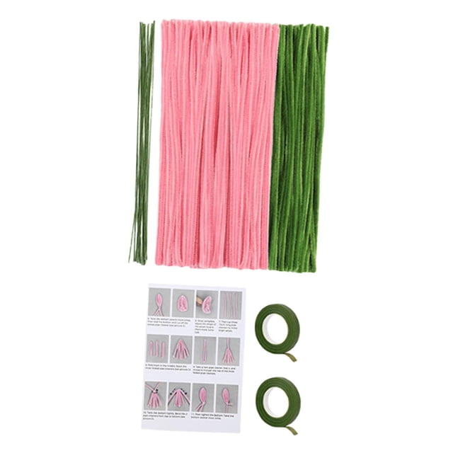 KLKCMS Pipe Cleaner Flower Kit Soft Floral Wires for Family Art Project Activity Friend Kit for 10 tulips