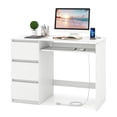 thumbnail image 1 of Costway Computer Desk with Built-in Charging Station USB & Type-C Ports Keyboard Tray & 3 Drawers White, 1 of 10