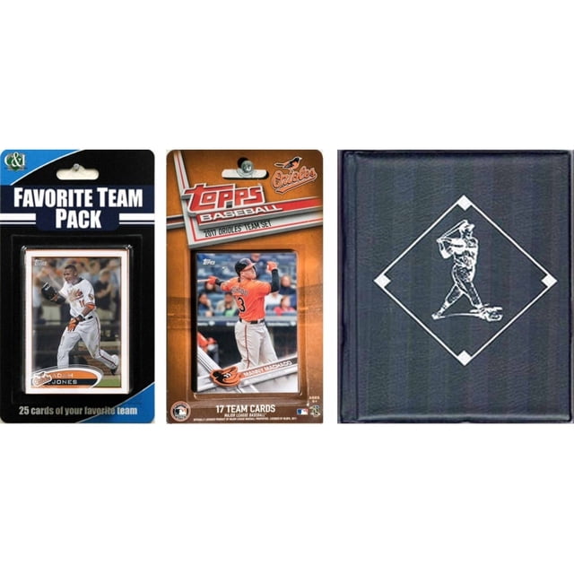 MLB Baltimore Orioles Licensed 2017 Topps Team Set and Favorite Player Trading Cards Plus Storage Album