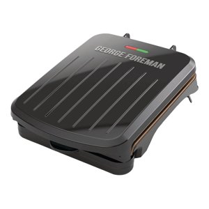 George Foreman 2-Serving Grille intérieure & Panini Press -Grill électrique d'épargne spatiale avec revêtement non-brillant - Angle réglable & Lave-vaisselle Safe Drip Tray GR012F-1BGC