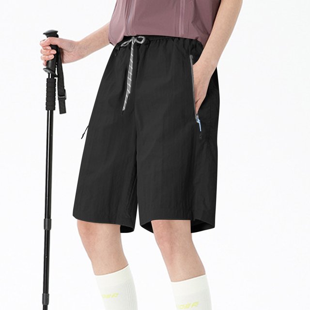 TMOYZQ Shorts de Randonnée pour Femmes Légers à Séchage Rapide Shorts de Golf Résistants à l'Eau avec Poches à Fermeture Éclair