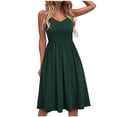 thumbnail image 2 of drppepioner Femmes Mode Été Bord de Mer à Bretelles Sans Manches Col en V Couleur Unie Robe Décontractée Robes d'Été de Plage, 2 of 7
