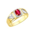 thumbnail image 4 of RYLOS Men's Rings Yellow Gold Plated Silver Classic 7X5MM Oval Gemstone & Diamond Ring Ruby July Birthstone Rings For Men Size 13, 4 of 7