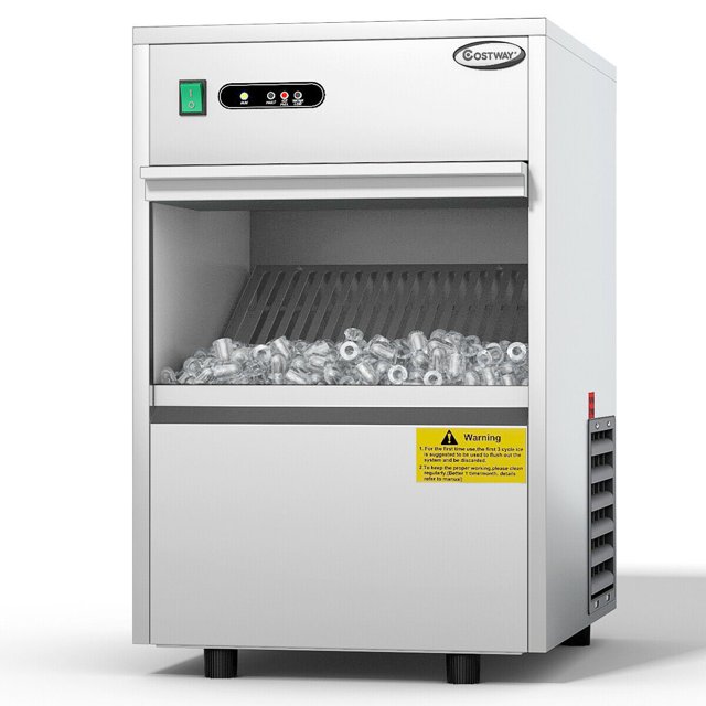 Costway Machine à Glaçons Automatique en Acier Inoxydable 58lbs/24h Freestand Usage Domestique Commercial