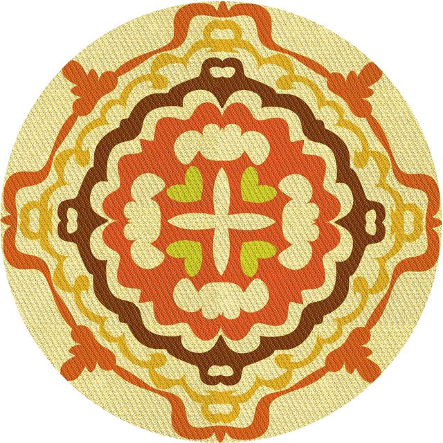 Ahgly Company Tapis Rond Lavable en Machine Intérieur Transitionnel Orange, 7 Pieds Rond