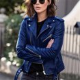 thumbnail image 2 of CEHVOM Women Cool Faux Leather Jacket Zipper Fitted Coat Fall Short Jacket, 2 of 4