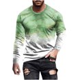 thumbnail image 2 of TIMIFIS T-Shirt pour Homme Classique Incontournable Chemises pour Hommes Hauts Décontractés Col Rond Chandail à Enfiler Manches Longues T-Shirt Hauts Été Vêtements Confortables Chemise à Imprimé Graphique Vintage-Greenfall, 2 of 5