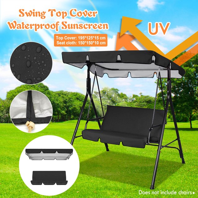 WIFKLSIIPG Outdoor Courtyard Swing Ceiling Cover Awning Rain Cover Replacement Cloth(Black)