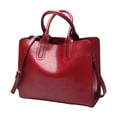 thumbnail image 3 of Elegant Womens Leather Handbag Zipper Closure Big Capacity Purse Bag Satchel Red, 3 of 8