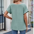 thumbnail image 3 of Pisexur Hauts pour Femmes, Hauts de Printemps pour Femmes Blouses pour Femmes Chic Décontracté Haut à Manches Courtes Ajouré à Col Rond Uni Haut/chemise à Manches Courtes à Col Rond Vert, P, 3 of 7