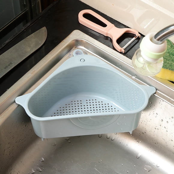 Zootealy Sink Strainers Drain Shelf Basket Triangular Storage Holder with Suction Cup Kitchen Bathroom Support Corner Hanging Rack Soap Box Organizer