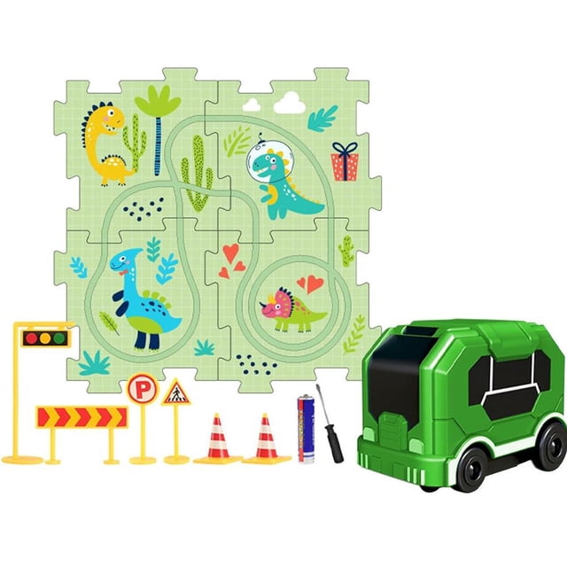 Children Educational Puzzle Track Car Play Set DIY car puzzle rail L0 P4G2