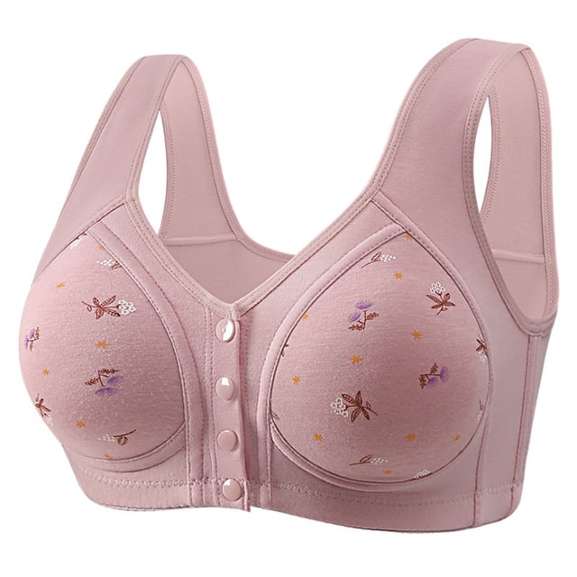 hotojiny Plus Size Bras for Women Front Closure No Underwire Comfort Bralettes Full Coverage Wireless Padded Sleep Bra