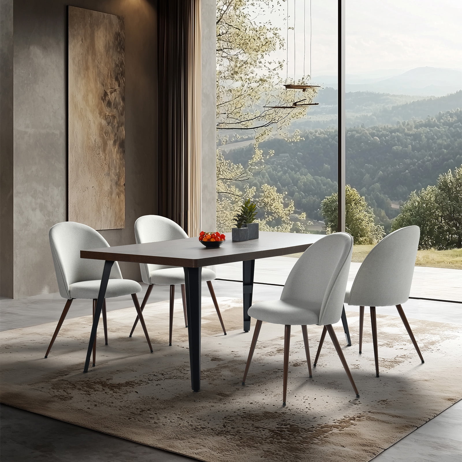 Homy Casa Lot de 2 Chaises de Salle à Manger, Chaises d'Appoint Rembourrées avec Pieds en Métal pour Cuisine, Crème