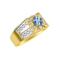 thumbnail image 3 of RYLOS Men's Rings Yellow Gold Plated Silver Designer Starburst 7MM Round Gemstone & Diamond Ring Blue Topaz December  Size 13, 3 of 7