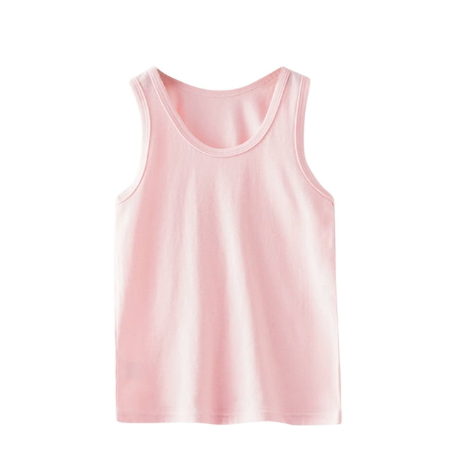 Birdeem Chemises pour Enfants Sans Manches T-Shirt Graphique Uni Col Rond Crop Top pour Filles et Garçons Débardeur Tee
