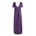 thumbnail image 4 of AherBiu Robe T-Shirt Longue Grande Taille pour Femmes à Manches Courtes, Col en V, Été, Décontractée, Confortable, avec Poches, 4 of 5