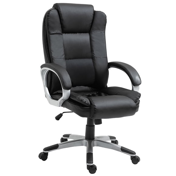 Black High-Back Executive Office Chair | Adjustable PU Leather Desk Chair with Swivel & Padded Arms - Comfortable Computer Chair for Home Office Use (25.5" x 28.3" x 47.3")