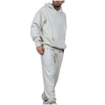 thumbnail image 4 of TIMIFIS Survêtement Blanc pour Homme 2 Pcs à Capuche, Ensemble de Sport Athlétique à Enfiler, Décontracté pour Course, Jogging, Ensemble de Tenue de Sport SetsFall, 4 of 8