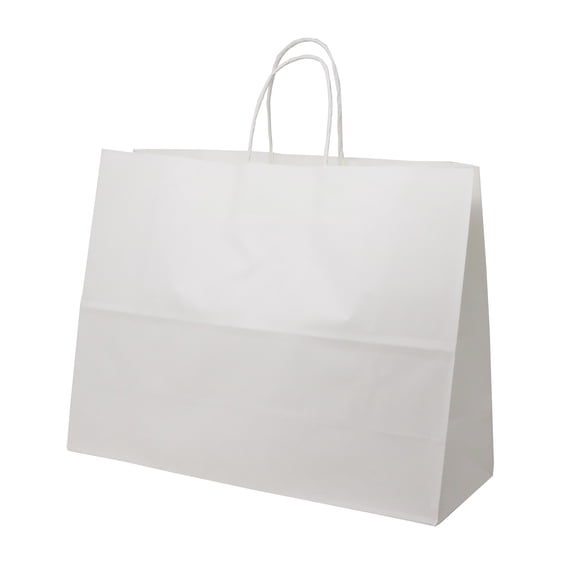 White Paper Boutique Bags with Handles for Wedding, Party Favor, Thank You, and More, White Kraft-Coloured Economy Gift Bags (25, 50, 100, 250 Count) - Creative Bag