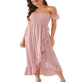 thumbnail image 3 of Mommy and Me Dresses Floral Print Off Shoulder Ruffle Strap Romper Beach Midi Dress, 3 of 6