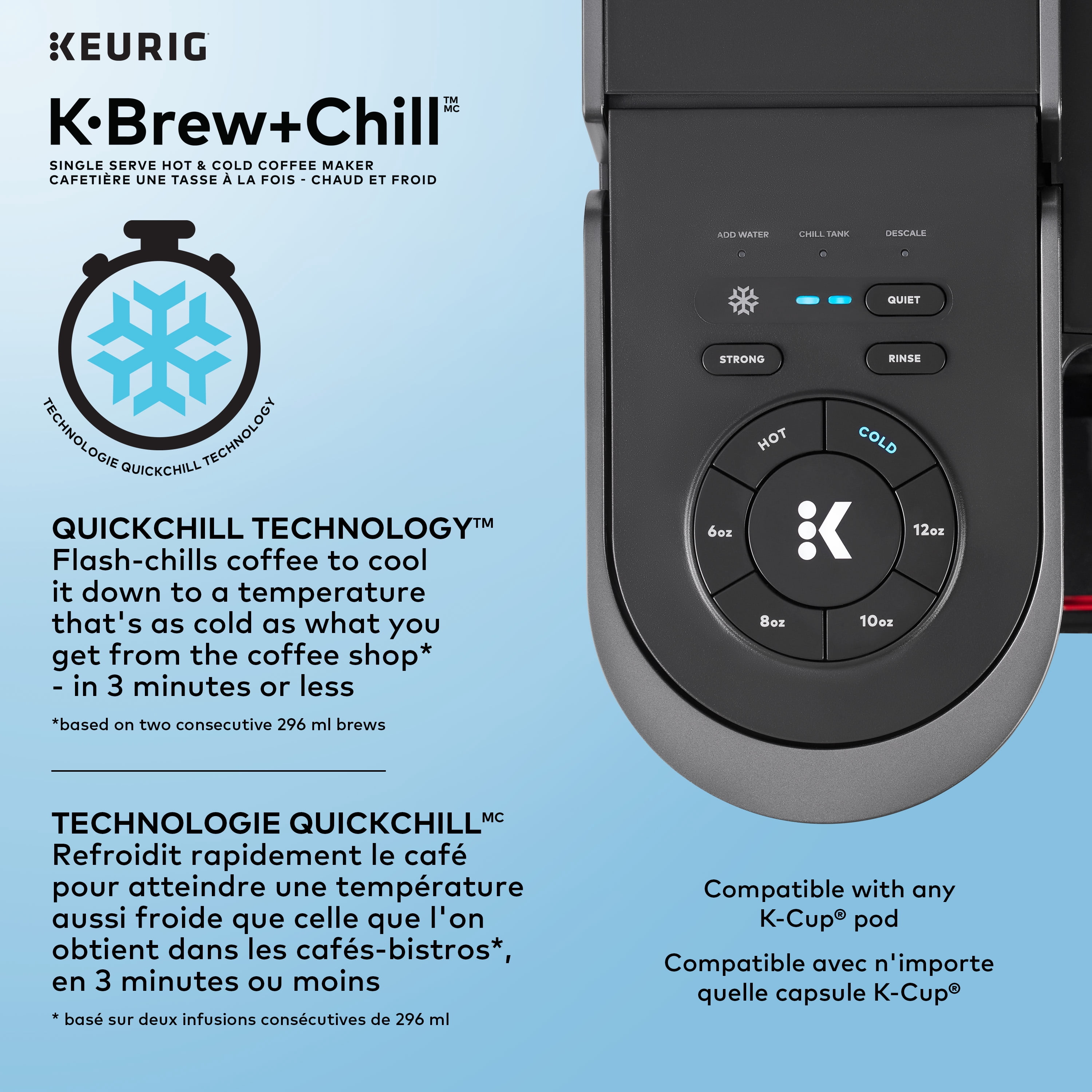 Cafetière une tasse à la fois pour capsules K-Cup, chaud et froid, K-Brew+Chill