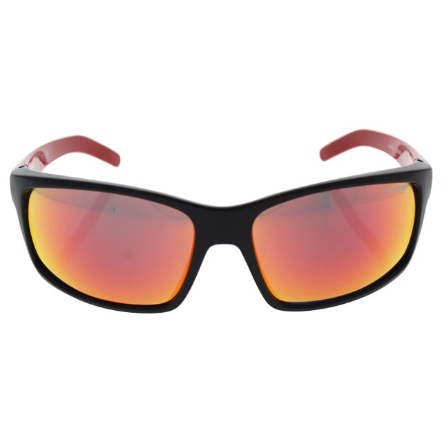Arnette Men's AN4202 Fastball Rectangular Sunglasses, Black /Red Yellow Mirror, 62 mm