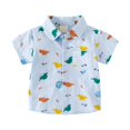 thumbnail image 1 of MIASHUI Chemises Garçons Imprimé Dessin Animé Manches Courtes Boutonnées, Bleu Ciel, 3-4 Ans, 1 of 8