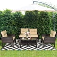 thumbnail image 1 of Costway Ensemble de Mobilier de Patio en Rotin 4 Pcs Causeuse Canapé Table Basse de Jardin avec Coussin, 1 of 9