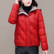 EGNMCR Womens Long Puffer Coat, Long Sleeve Padded Winter Down Coats, Hooded Parka Jacket Women Warm Pocket Coat Turn Down Collar Long Jacket Winter Down Parkas Women Coat