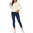 thumbnail image 2 of INSPIRE CHIC Vestes en Denim pour Femmes à Boutons Ourlet Péplum Manches Longues Veste en Jean Courte TG Beige, 2 of 6