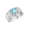 thumbnail image 3 of RYLOS Men's Rings Sterling Silver Rings Classic Designer Style 8X6MM Oval Gemstone &  Diamond Ring Blue Topaz December Birthstone Rings For Men,  Size 8, 3 of 7