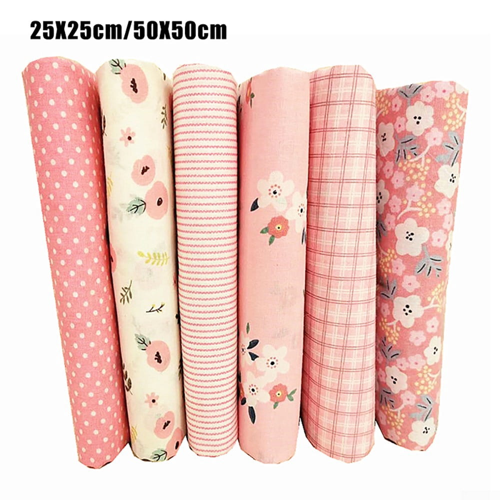 6pcs 25/50cm DIY Floral Cotton Cloth Pre-Cut Sewing Fabric Handmade