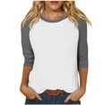thumbnail image 1 of FNFYFH Liquidation Walmart + Offres de la Semaine T-Shirts de Baseball à Manches 3/4 pour Femmes 2025 Été Décontracté Col Rond Chandail Athlétique Manches Raglan Hauts Légers Blouses à Empiècements, 1 of 7