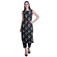thumbnail image 1 of Moomaya Kurta Sans Manches à Col Peter Pan avec Pantalon Ensemble Ethnique 2 Pcs pour Femmes, 1 of 6