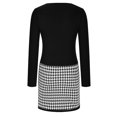 thumbnail image 4 of Pompotops Robe Mode pour Femme à Motif Pied-de-Poule avec Coutures, Manches Longues, Col en V, en Solde, 4 of 5