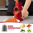 thumbnail image 4 of Jiarui Râpe à Fromage Rotative avec Poignée, Trancheuse Râpe pour Légumes et Fromage pour Cuisine, 3 Lames Interchangeables pour Fromage, Pomme de Terre, Courgette, Noix, Chocolat - Rouge, 4 of 6