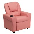 thumbnail image 1 of Contemporary Pink Vinyl Kids Recliner with Cup Holder and Headrest, 1 of 9
