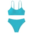 thumbnail image 1 of MIASHUI Girls' Beach Sport Bikini 2-Piece Swimsuit Solid Color Bathing Suit,Light Blue,10-11 Years, 1 of 3