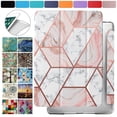 thumbnail image 1 of iPad Mini 5th Gen 2019 7.9 Inch [ Mini 5 ] A2133 A2124 A2126 MUXH2LL/A MUXF2LL/A MUXG2LL/A Shock Proof Magnetic Dual Angle Stand with Honeycomb Pattern Printed Cover - Marble Pink, 1 of 8