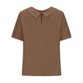 thumbnail image 4 of T-shirt Rétro pour Femme, Mode, Couleur Unie, Ample, Décontracté, Col Rabattu, Manches Courtes, Hauts, 4 of 5