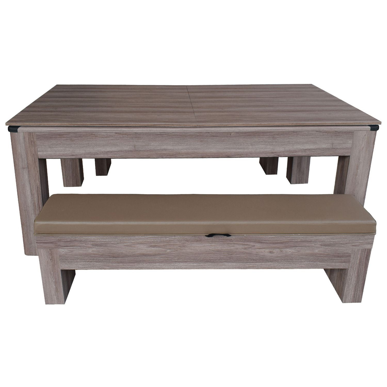 Ens. table d’air hockey Driftwood de Hathaway de 2,13 m (7 pi) avec bancs