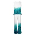 thumbnail image 5 of Mikilon Ensemble Stylé pour Femmes 2 Pcs Décontracté Ample Imprimé Gilet Pantalon Long Sans Manches Col Rond Haut/chemise Ensemble Bleu Clair-B TP, 5 of 5
