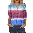 thumbnail image 2 of Hauts d'Été pour Femmes 2023 Mode Féminine Manches Trois-Quarts Col Rond Rétro Imprimé de Pâques Blouse Ample Bohemian T-Shirt Grande Taille pour Femmes, 2 of 5