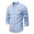 thumbnail image 1 of RXIRUCGD Chemise Blouse pour Homme, Mode Décontractée, Couleur Unie, Manches Longues, Col Rabattu, Bleu Pâle, Taille : 2TG, 1 of 9