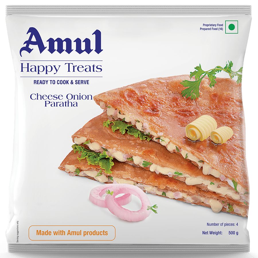 Amul Cheese Onion Paratha 500g Délicieux pain plat indien farci de fromage Amul et d'oignons ajoutés
