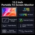 thumbnail image 4 of 13.3" Laptop Screen Extender 1080P FHD Portable Triple Monitor for Laptop Folding Monitor Extender with Flexible Kickstand Carrying Bag, 4 of 7
