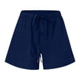 thumbnail image 4 of Pisexur Womens Shorts Solid Color Elastic Waist Shorts Summer Casual Adjustable Drawstring Shorts Quick Dry Gym Yoga Workout Shorts Comfy Loose Linen Shorts Plus Size Shorts with Pockets S-5XL, 4 of 7