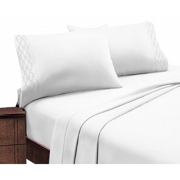 Hotel Luxurious, 1800 Series Super Soft Embroidery 3 PC Sheet Set (Twin White)