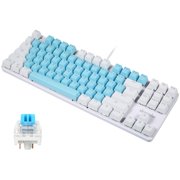 Riwcyla docooler Wired Gaming Keyboard 87 Keys Mixed Mechanical Keyboard with Mechanical Blue Switch Suspension Button Blue+White